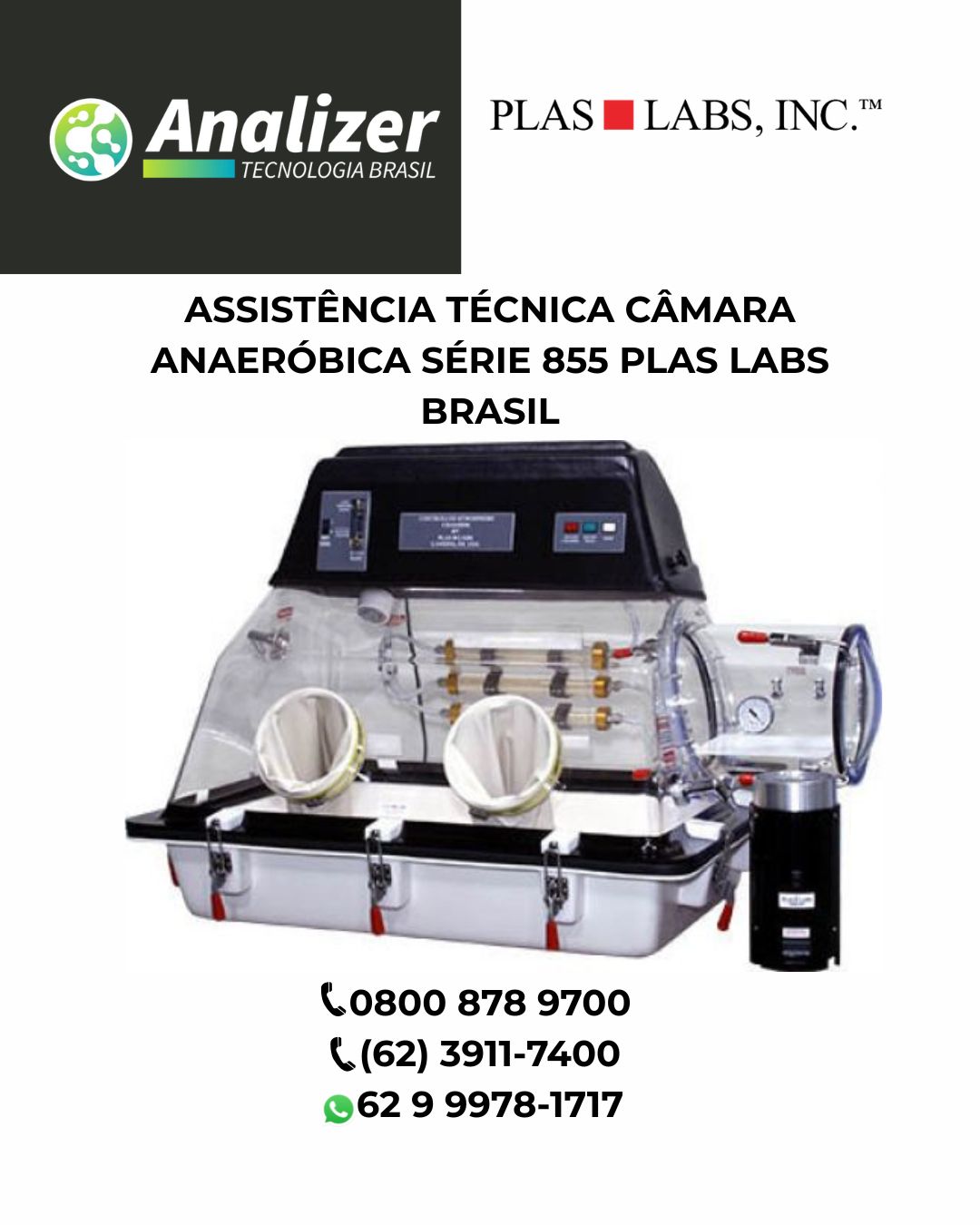 ASSISTÊNCIA TÉCNICA CÂMARA ANAERÓBICA SÉRIE 855 PLAS LABS BRASIL
