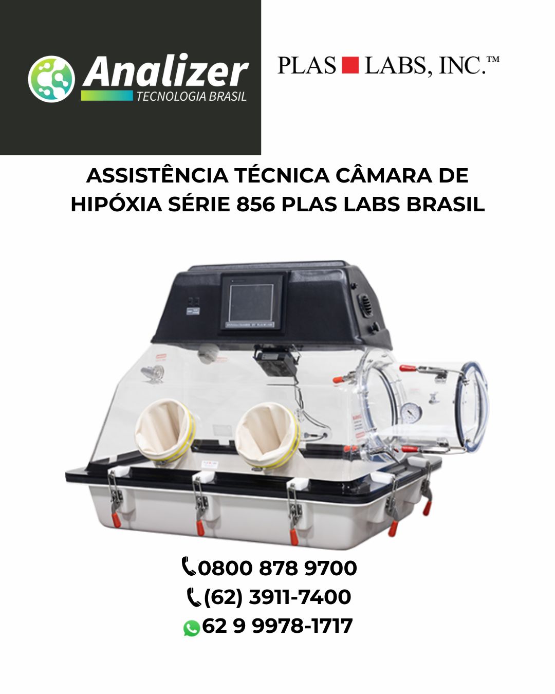 ASSISTÊNCIA TÉCNICA CÂMARA DE HIPÓXIA SÉRIE 856 PLAS LABS BRASIL
