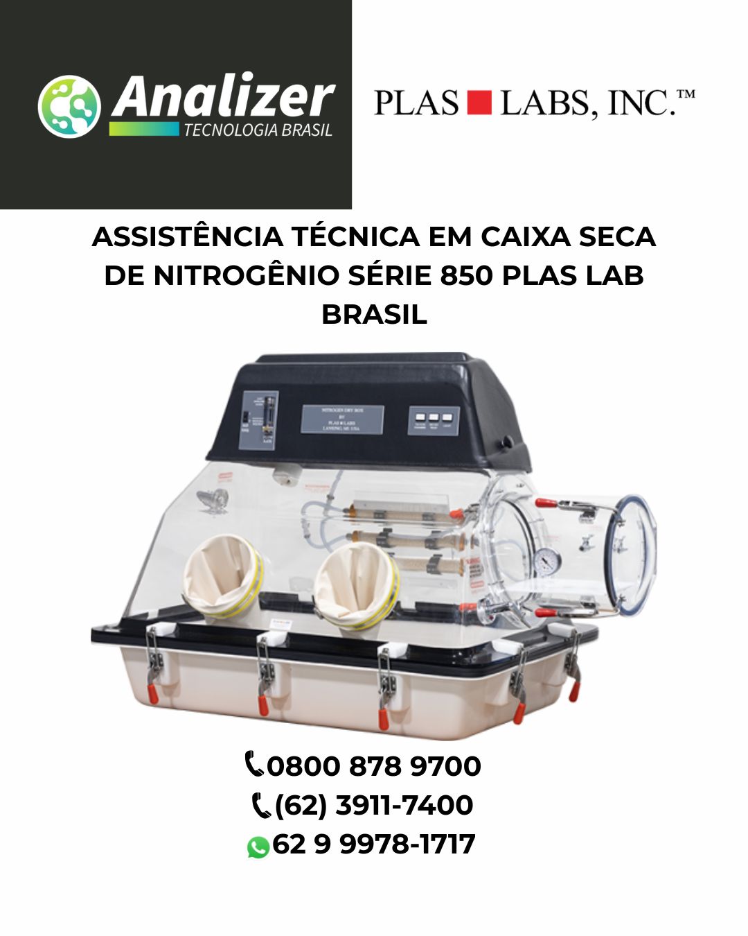 ASSISTÊNCIA TÉCNICA EM CAIXA SECA DE NITROGÊNIO SÉRIE 850 PLAS LAB BRASIL