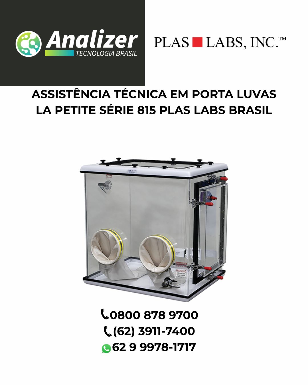 ASSISTÊNCIA TÉCNICA EM PORTA LUVAS COMPACTO SÉRIE CP PLAS LABS BRASIL