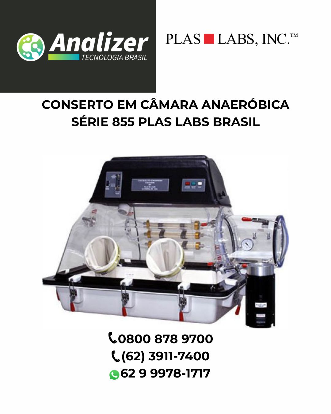 CONSERTO EM CÂMARA ANAERÓBICA SÉRIE 855 PLAS LABS BRASIL