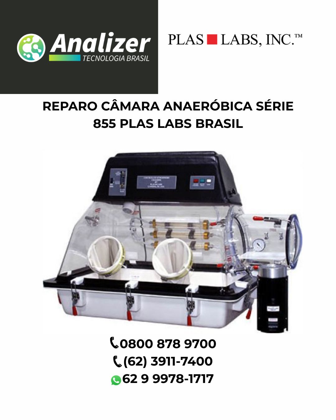 REPARO CÂMARA ANAERÓBICA SÉRIE 855 PLAS LABS BRASIL
