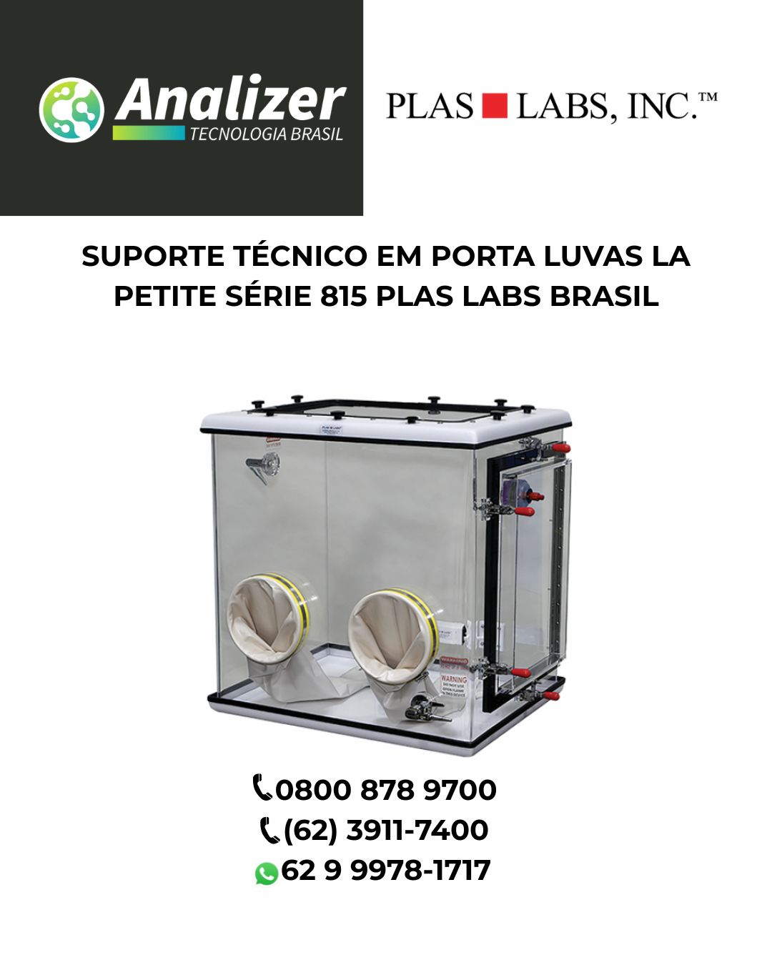SUPORTE TÉCNICO EM PORTA LUVAS COMPACTO SÉRIE CP PLAS LABS BRASIL
